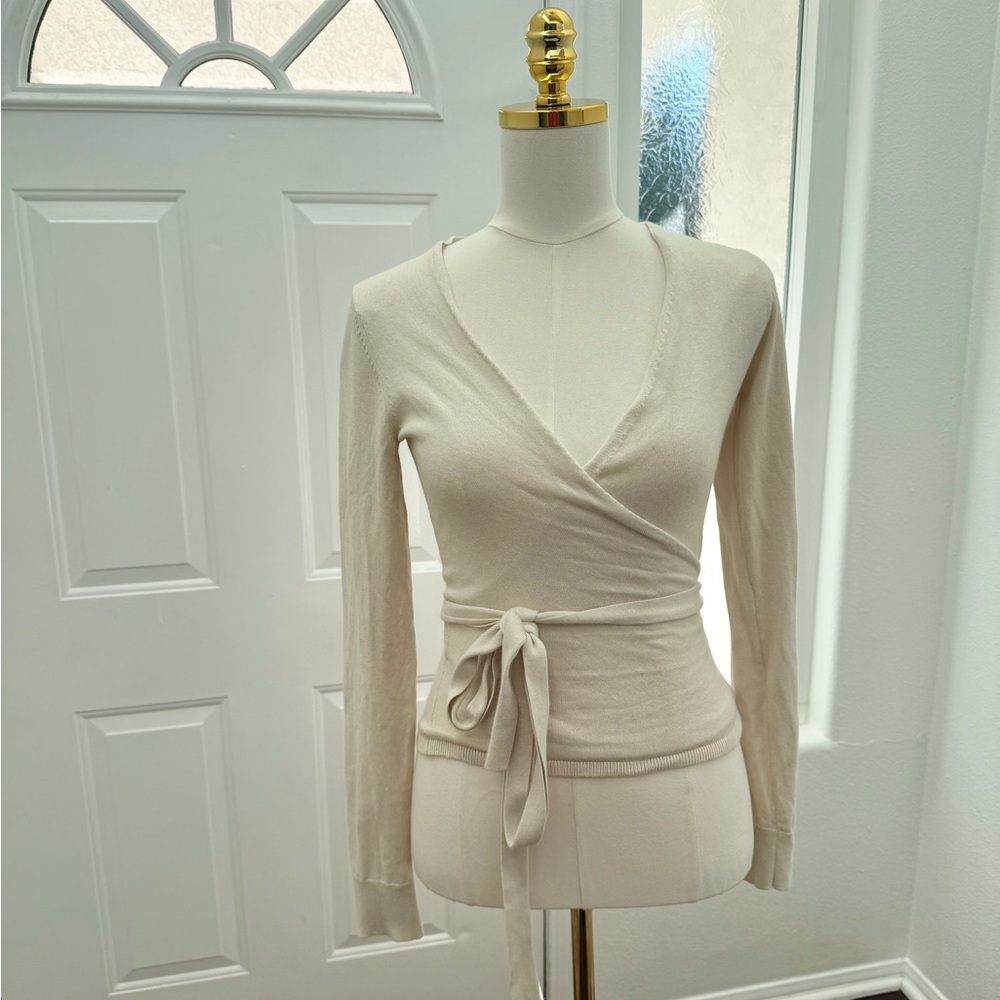 SOLD - Diane von Furstenberg Cream Wrap Sweater - S
